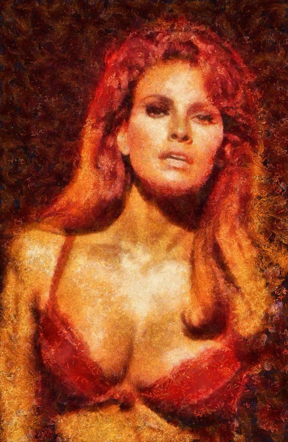 Raquel Welch Hollywood Actress Painting by Esoterica Art Agency
