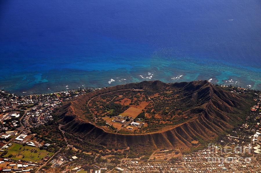 Rare Aerial view of extinct volcanic crater in Hawaii. Photograph by ...