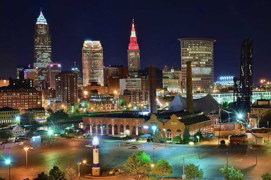 Rare Night View Of Cleveland Photograph By Frozen In Time Fine Art