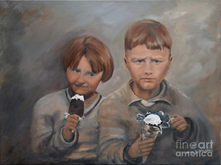 Rare Treat - Willie and Murrell-The Depression Era Painting by Jan Dappen