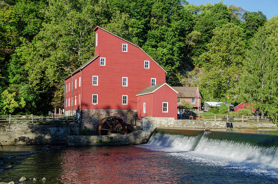 Rariton River and the Red Mill - Clinton New Jersey Photograph by Bill Cannon