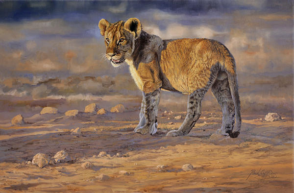 Lion Painting - Rascal - In Mums Shadow by Paul Apps