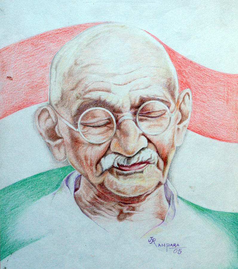 How to draw Gandhi very easy|| Gandhiji drawing| how to draw Gandhi |simple  art with rose |gandhiji - YouTube