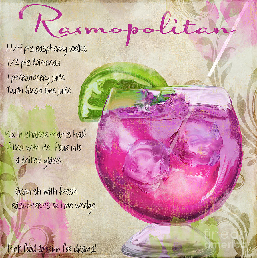 Bloody Mary Painting - Rasmopolitan Mixed Cocktail Recipe Sign by Mindy Sommers