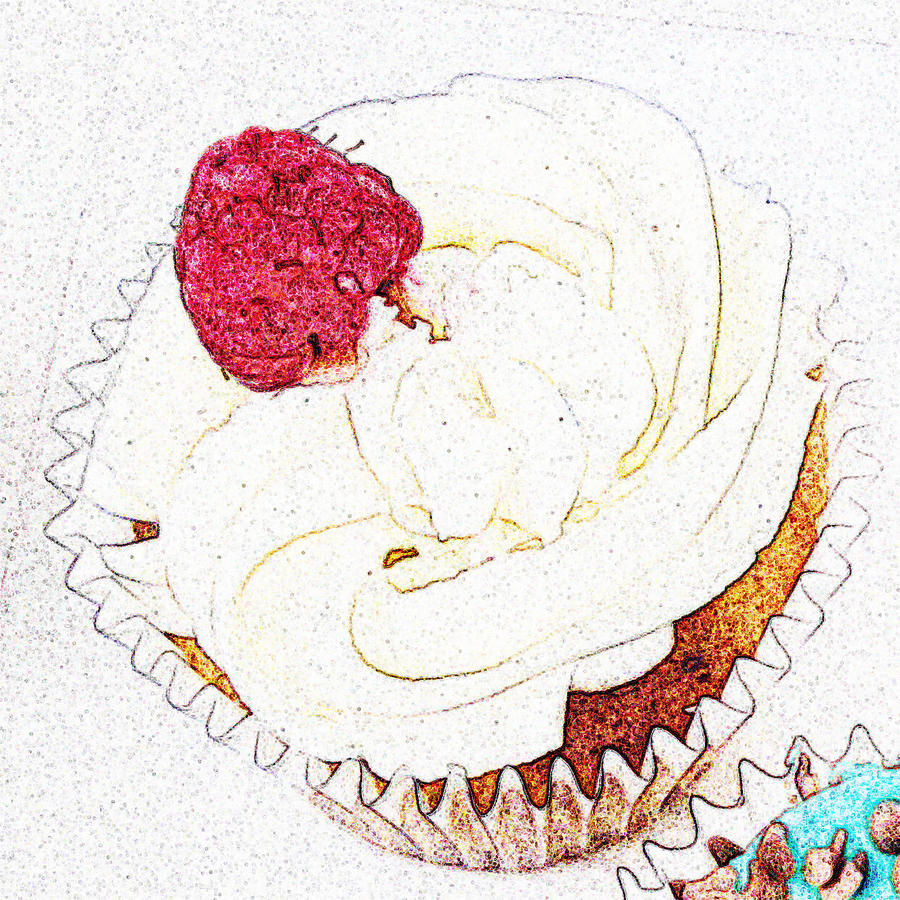 Raspberry cupcake  Digital Art by Susan Baker