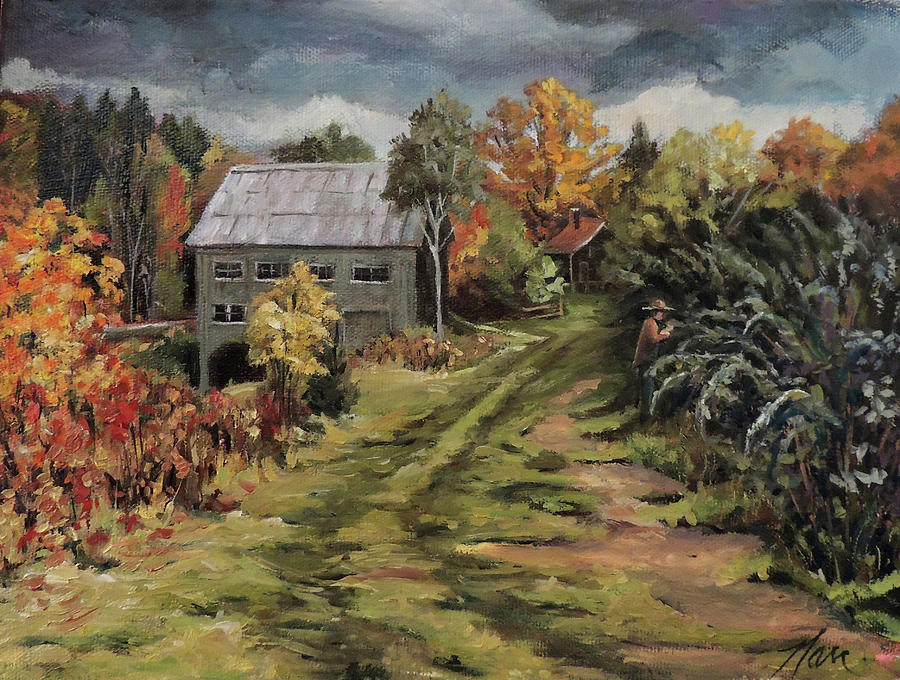 Raspberry Path Painting by Nancy Griswold