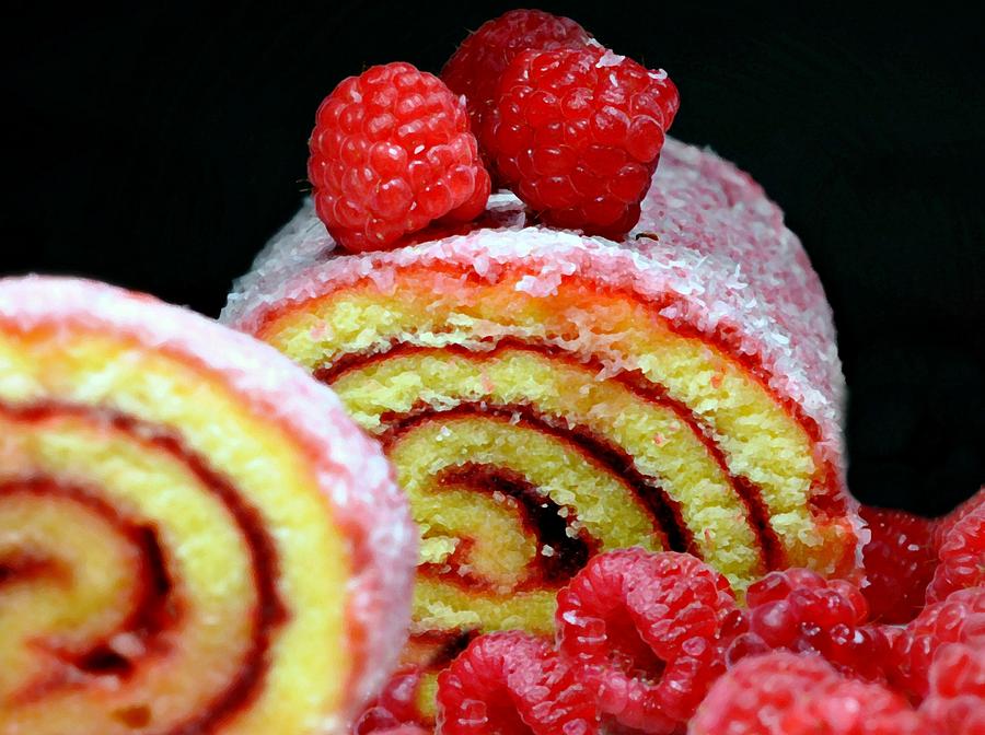 Raspberry Roll Cake Photograph by Diana Angstadt