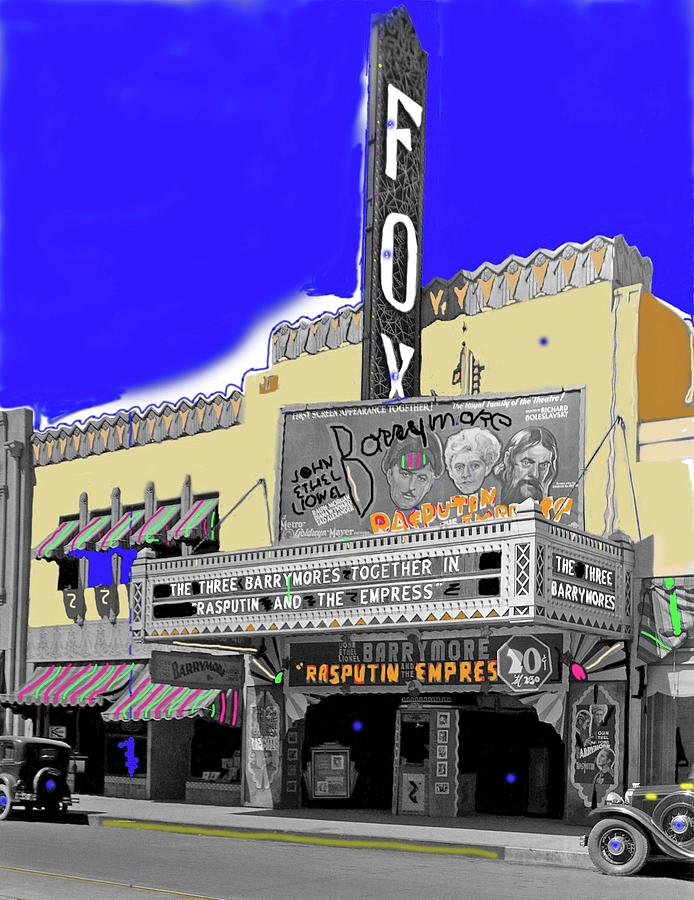 Rasputin and the Empress Fox Tucson Theater  1932 color and drawing added 2008  Photograph by David Lee Guss