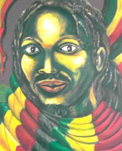 Red Green Gold Painting - Rass Youth by Andrew Johnson