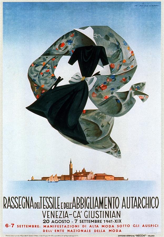 Rassegna Del tessile E DelAbbigliamento Autarchico - Venezia, Italy - Retro travel Poster Mixed Media by Studio Grafiikka