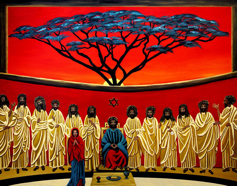 Star Of David Painting - Rastafarian Last Supper by EJ Lefavour