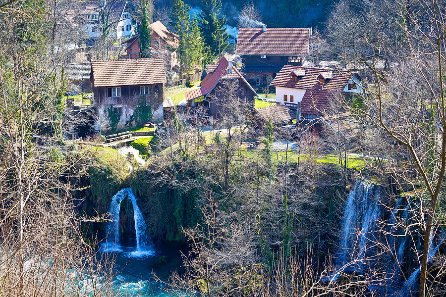 Rastoke village waterfall and wooden cottages Photograph by Brch ...