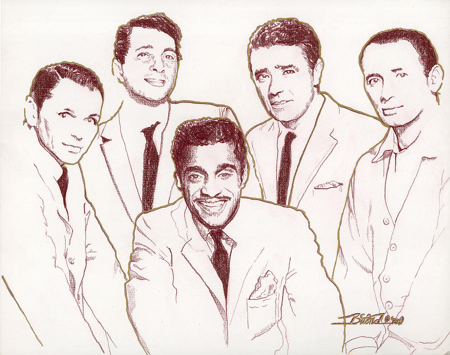 Frank Sinatra Drawing - Rat Pack by Buena Johnson