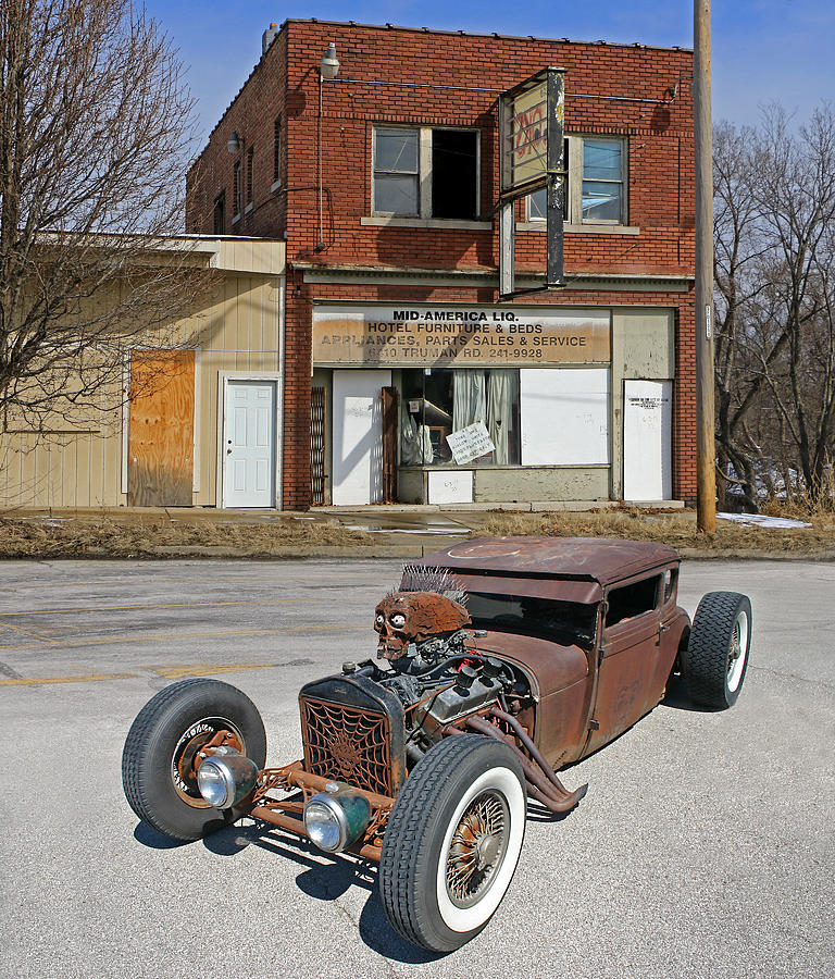 Vintage Photograph - Rat Rod Ratty Builidng by Christopher McKenzie
