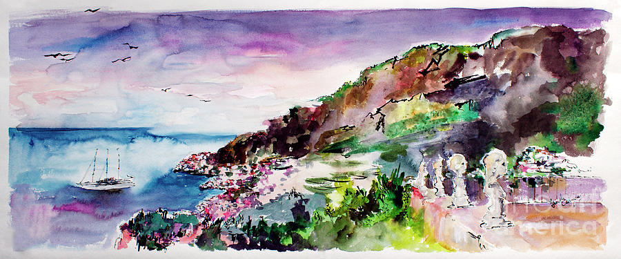 Ravello Villa Cimbrone Amalfi Coast Painting by Ginette Callaway