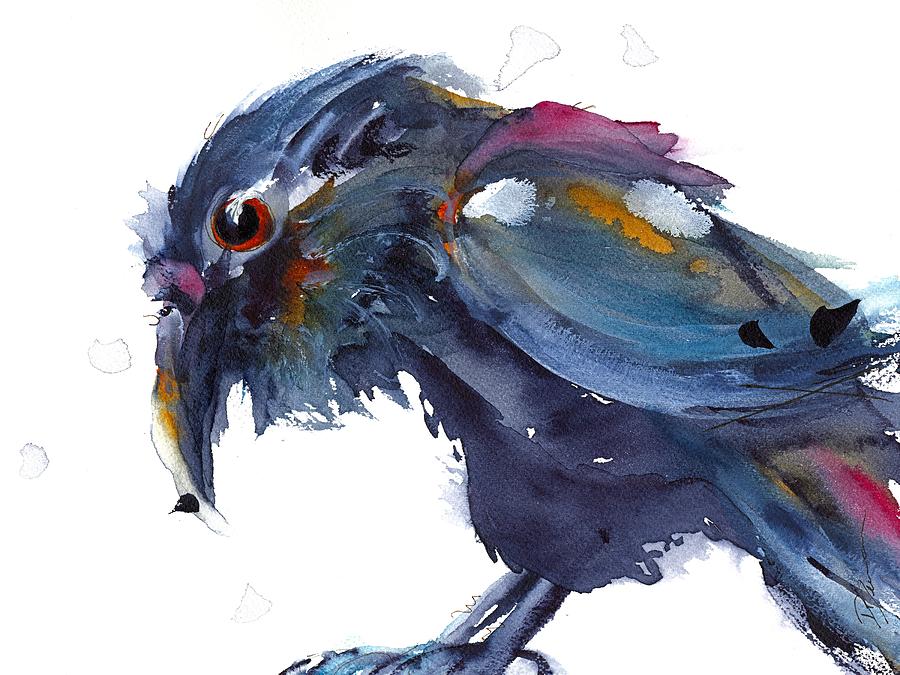 Raven 2 Painting by Dawn Derman