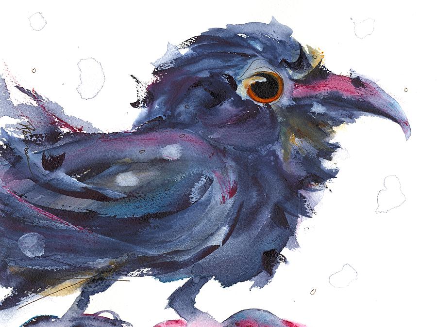 Raven 3 Painting by Dawn Derman