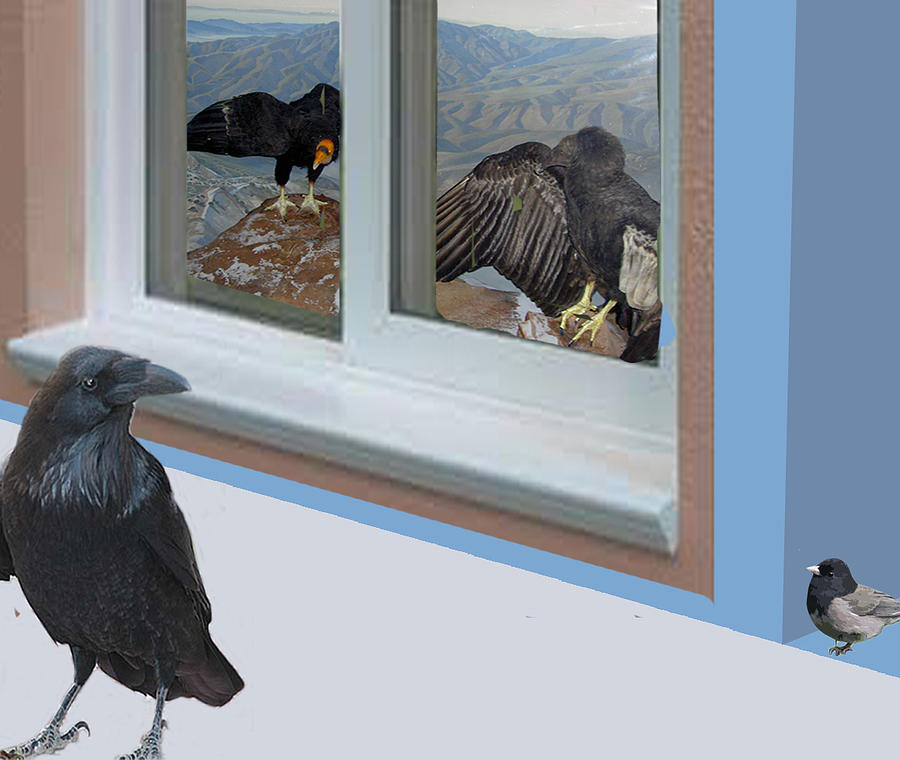 Bird Digital Art - Raven And Junco With Condors by Lea Cox
