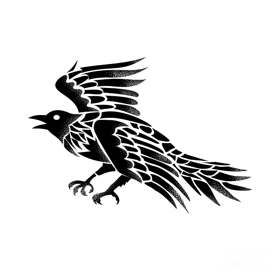Raven Digital Art - Raven Flying Side Tattoo by Aloysius Patrimonio