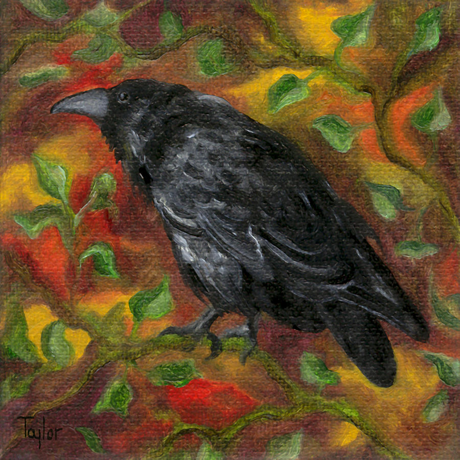 Raven in Autumn Painting by FT McKinstry