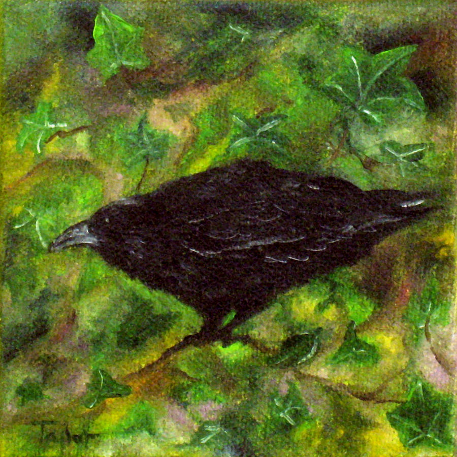 Raven in Ivy Painting by FT McKinstry
