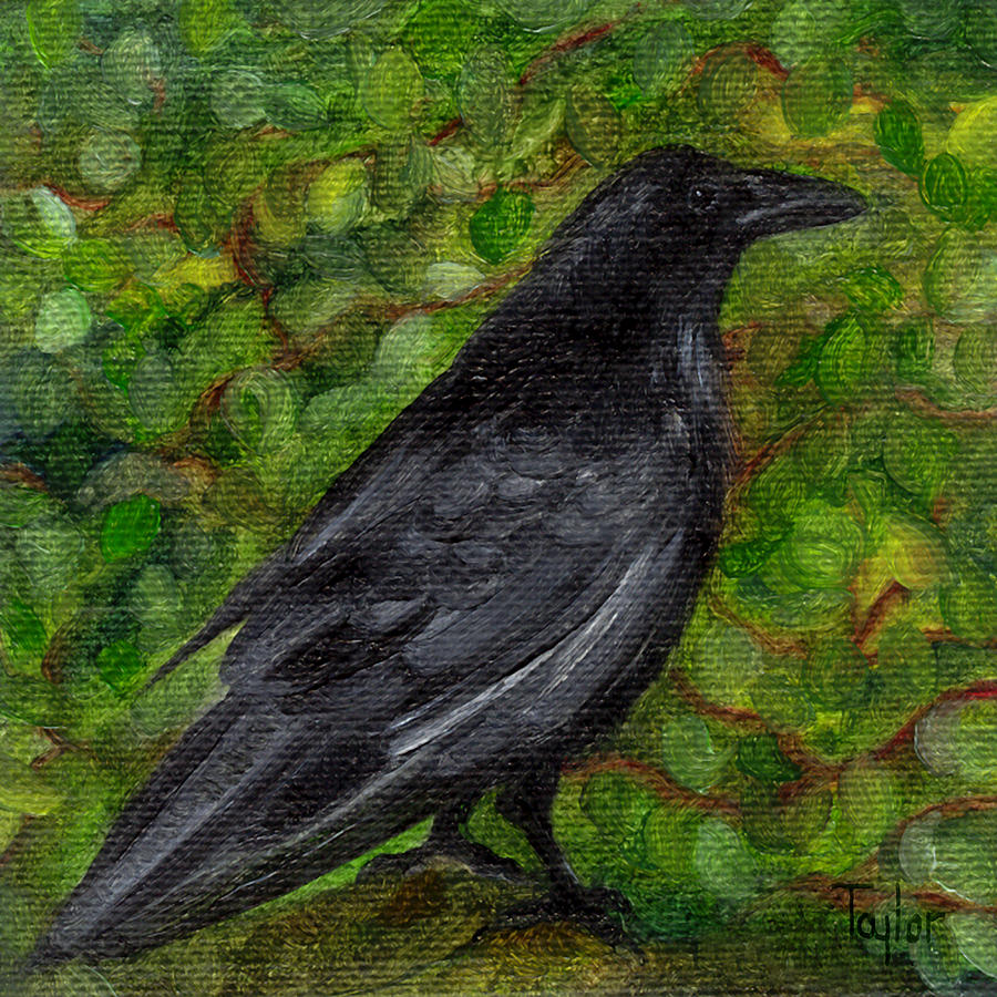 Raven in Wirevine Painting by FT McKinstry