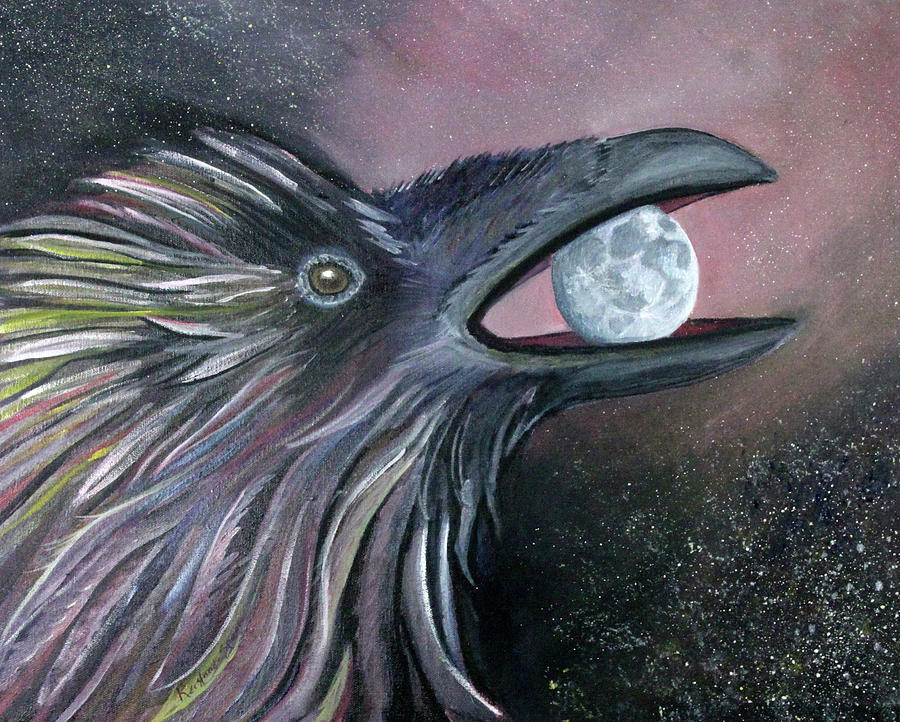 Raven Moon Painting by Amy Reisland-Speer