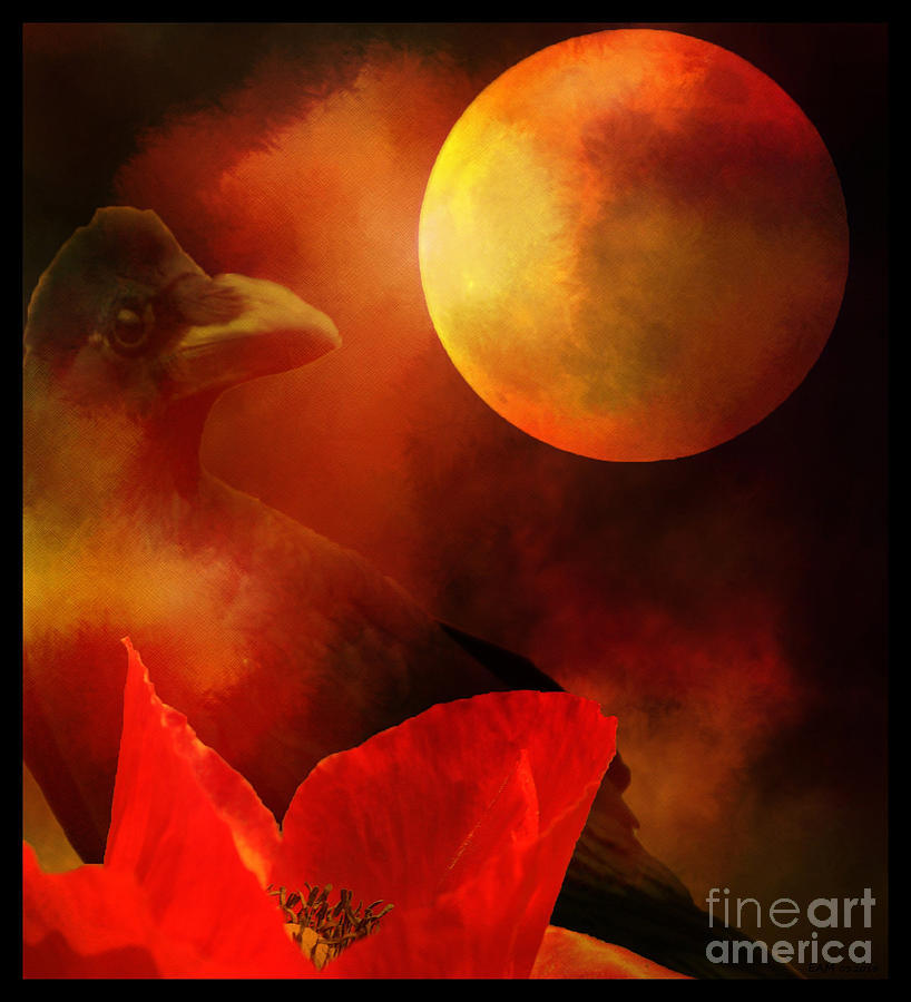 Raven Moon and Poppy 2 Digital Art by Elizabeth McTaggart