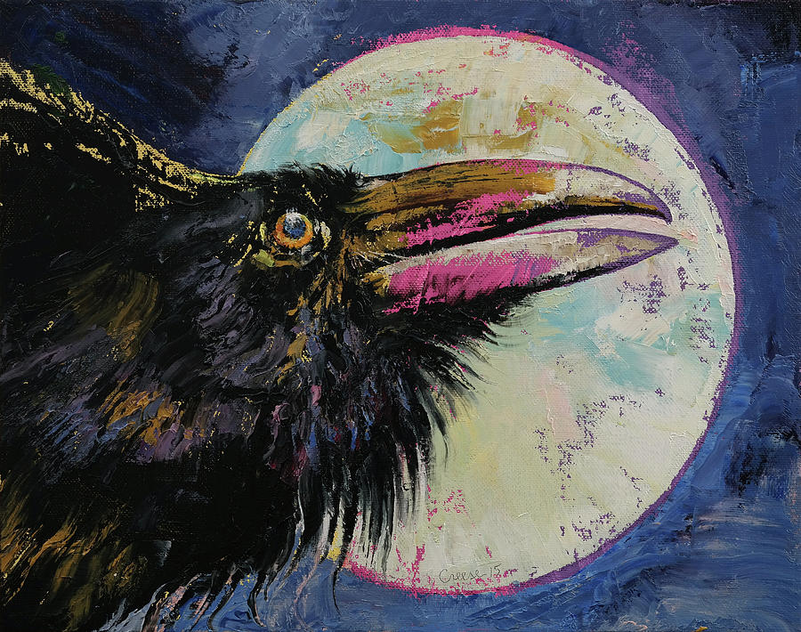 Raven Moon Painting by Michael Creese