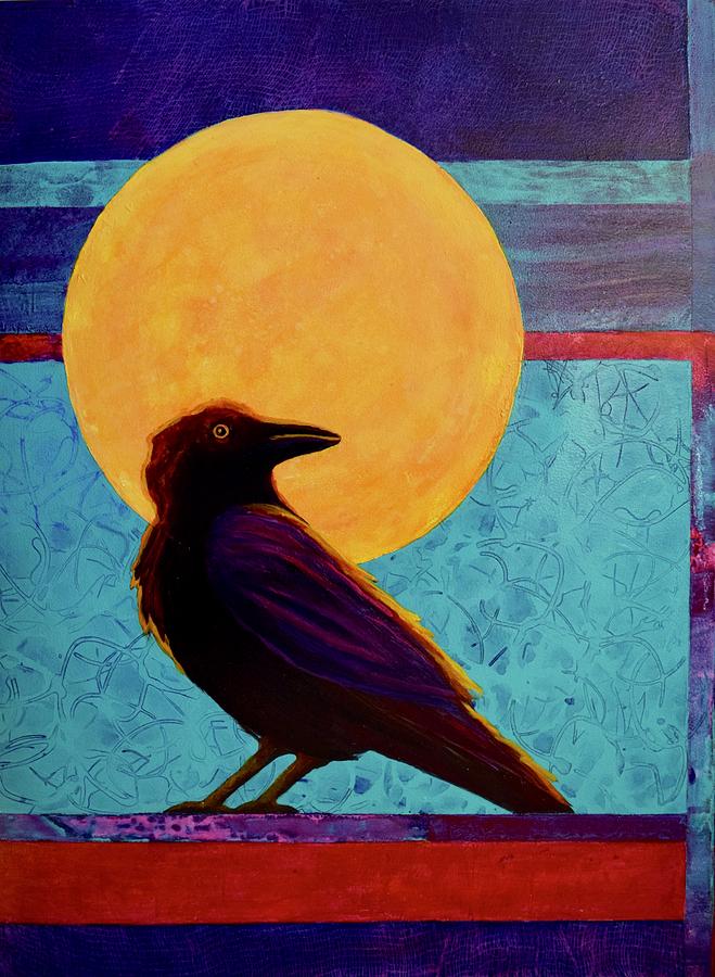Raven Moon Painting by Nancy Jolley
