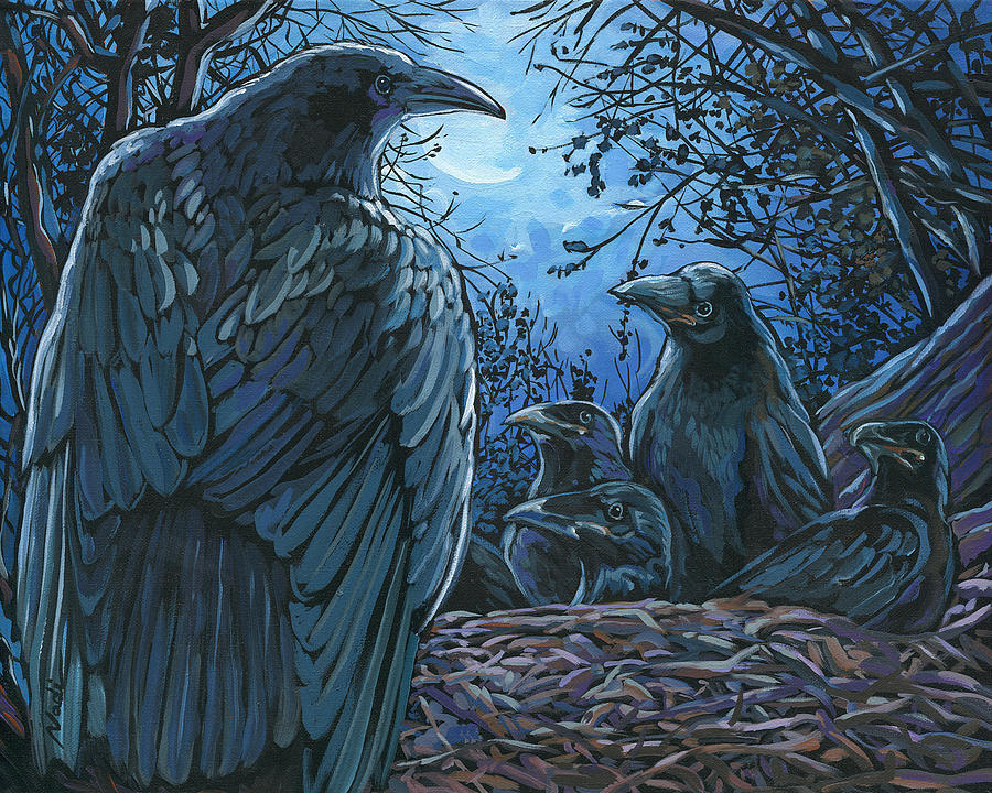 Raven Nest Painting by Nadi Spencer