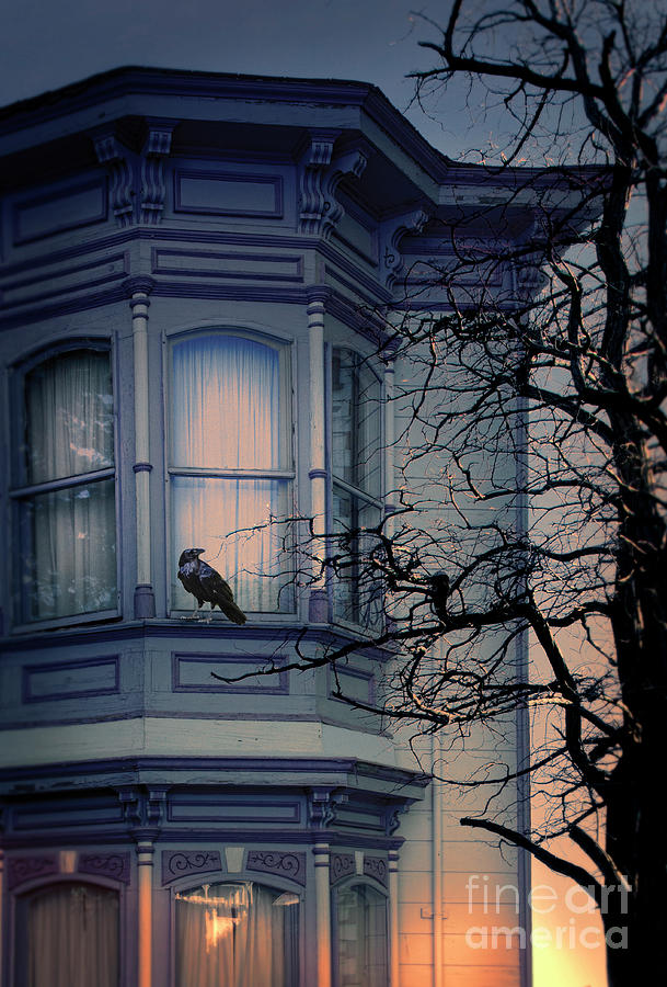 Raven on Victorian Windowsill Photograph by Jill Battaglia