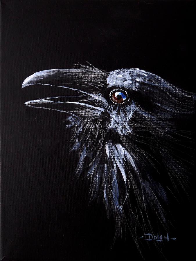 Raven Portrait Painting by Pat Dolan