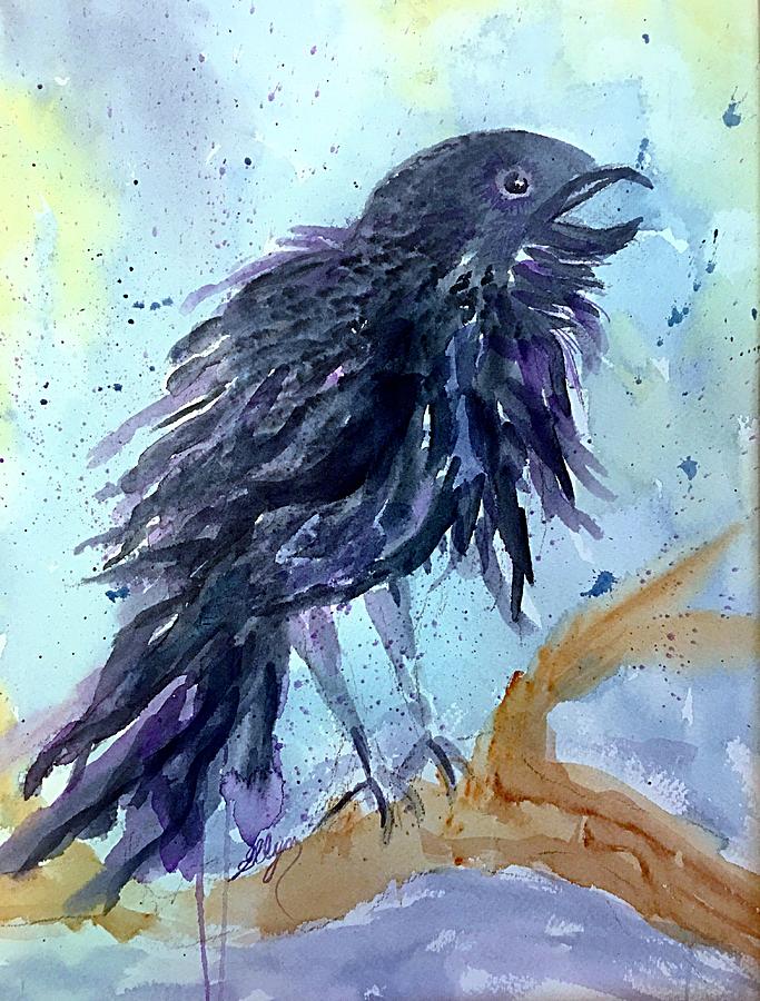 Raven Speaks  Painting by Ellen Levinson