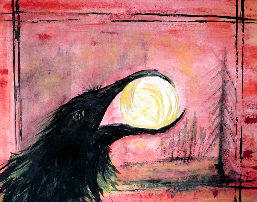 Raven Steals the Sun Painting by REA Gallery