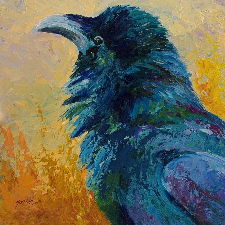 Wildlife Painting - Raven Study by Marion Rose