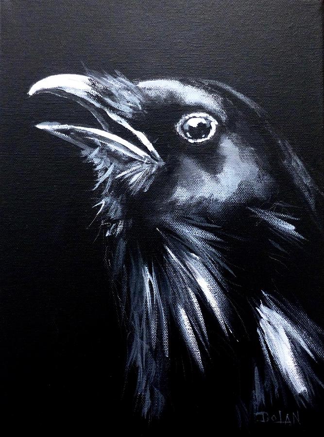 Raven Warning Painting by Pat Dolan
