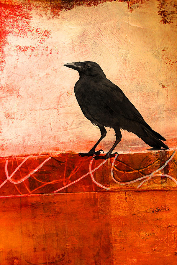 Raven Painting - Raven Watching by Nancy Merkle
