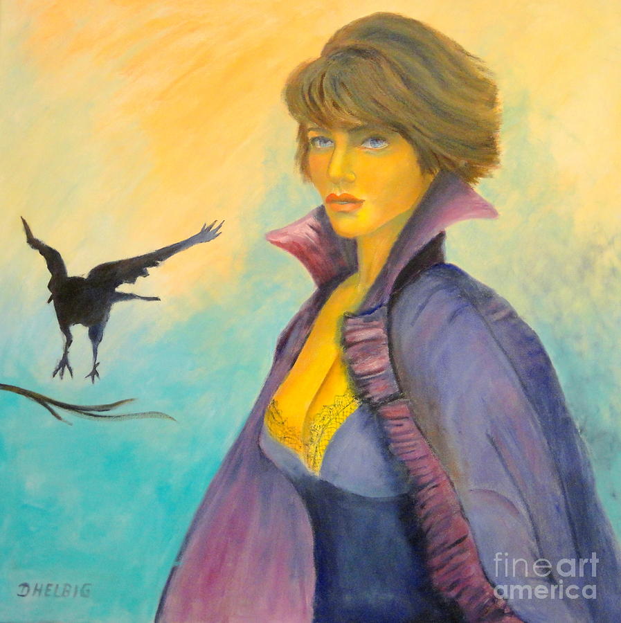 Ravengirl Painting by Dagmar Helbig