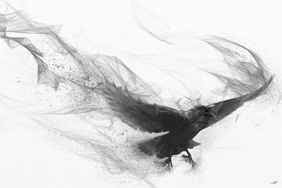 Ravens Digital Art - Ravens Flight by Steve Goad