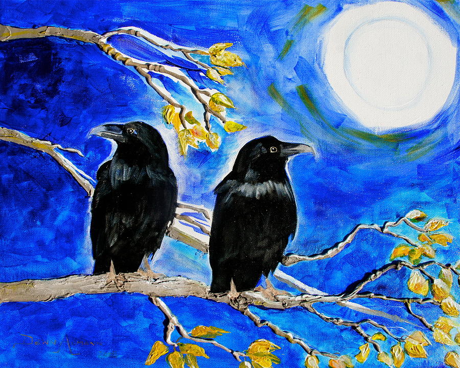 Ravens in the Moonlight. Painting by Dawn Aumann | Fine Art America