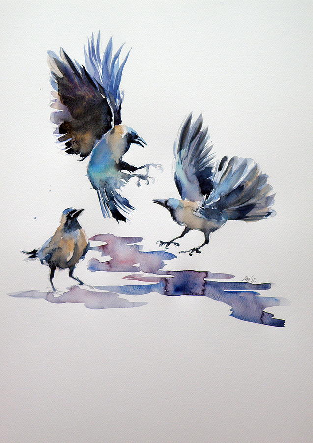 Raven Painting - Ravens by Kovacs Anna Brigitta