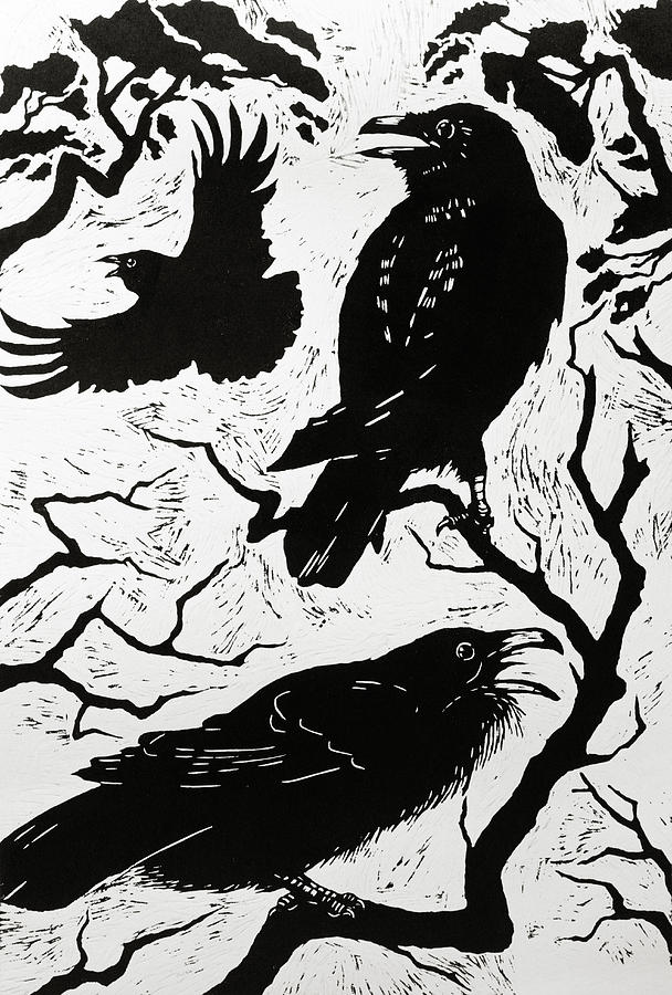 Raven Painting - Ravens by Nat Morley