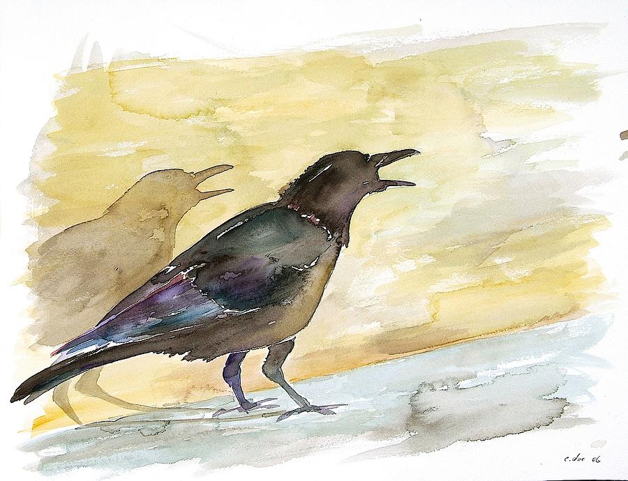 Raven Painting - Ravens Shadow by Carolyn Doe