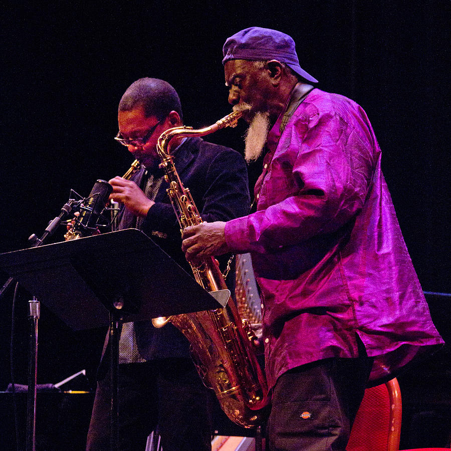 Ravi Coltrane and Pharoah Sanders 3 Photograph by Lee Santa