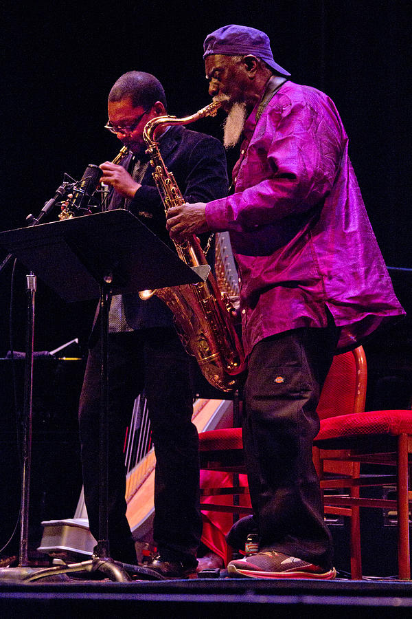 Ravi Coltrane and Pharoah Sanders Photograph by Lee Santa