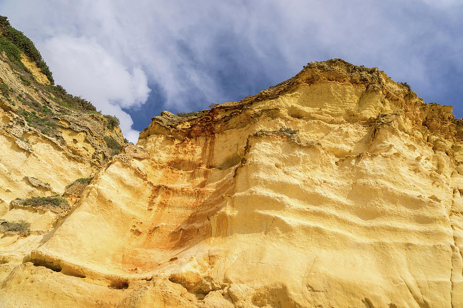 Raw Geology - Curvy Ribs in Golden Yellow Ocher Photograph by Georgia Mizuleva