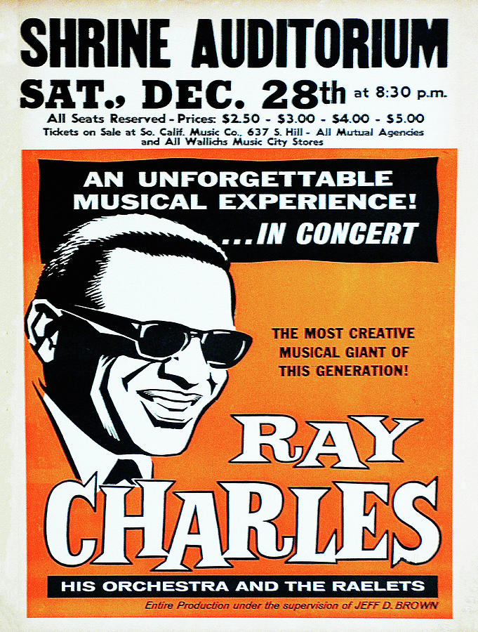Ray Charles at the Shrine Auditorium Poster Digital Art by Bill Cannon
