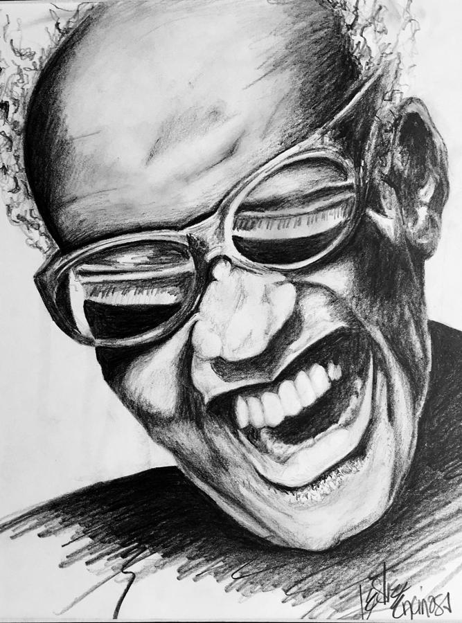 Portrait Drawing - Ray Charles by Leslie Encinosa Bridges