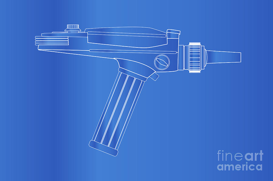Star Trek Digital Art - Ray Gun Blueprint by Bigalbaloo Stock